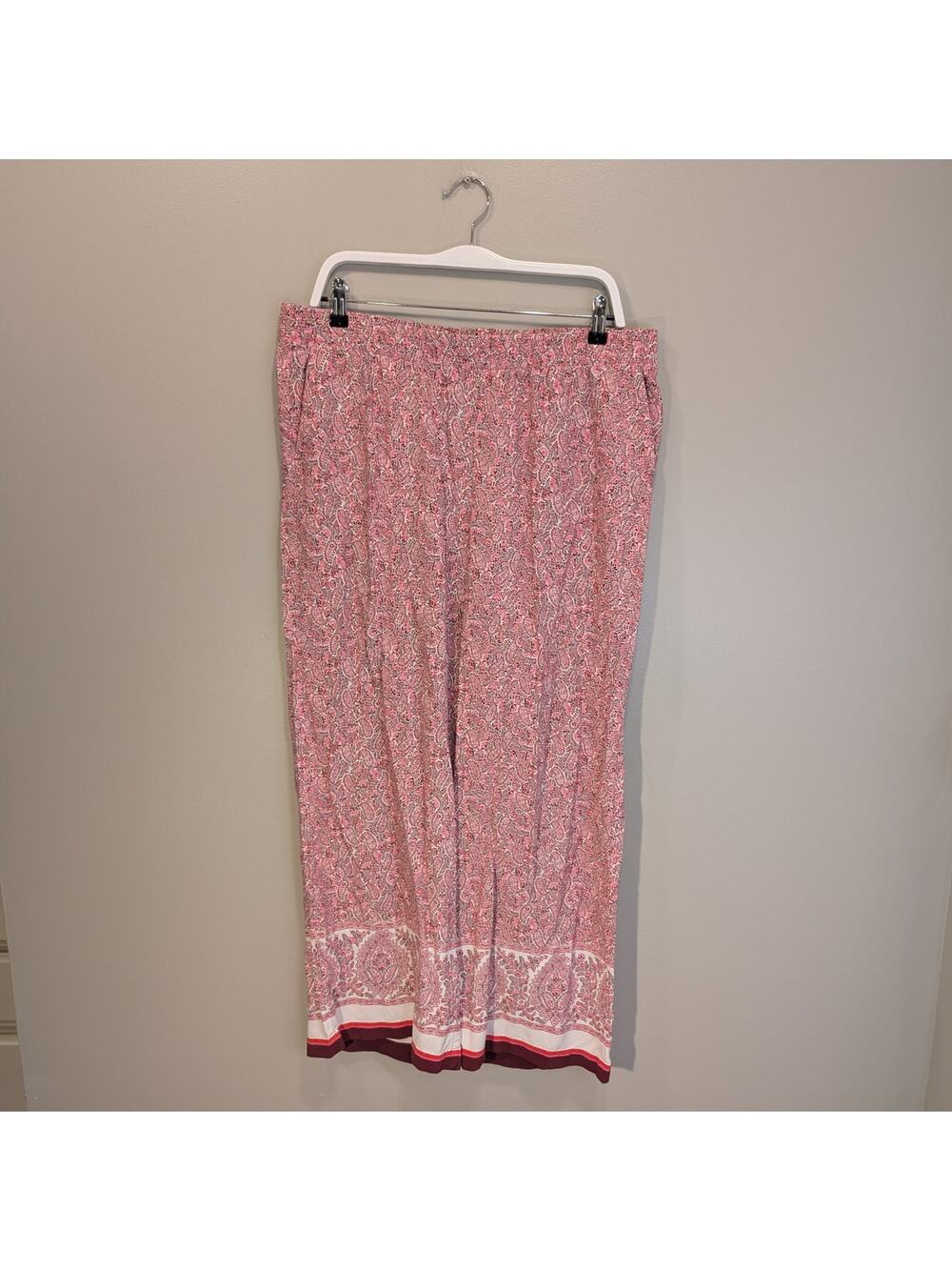 J.Jill Casual Dress Pants Pink Red Paisley Floral Tropical Pockets - Size LT